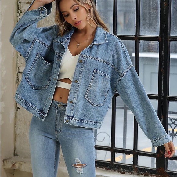 Patched pocket oversized denim jacket - Picture 5 of 5